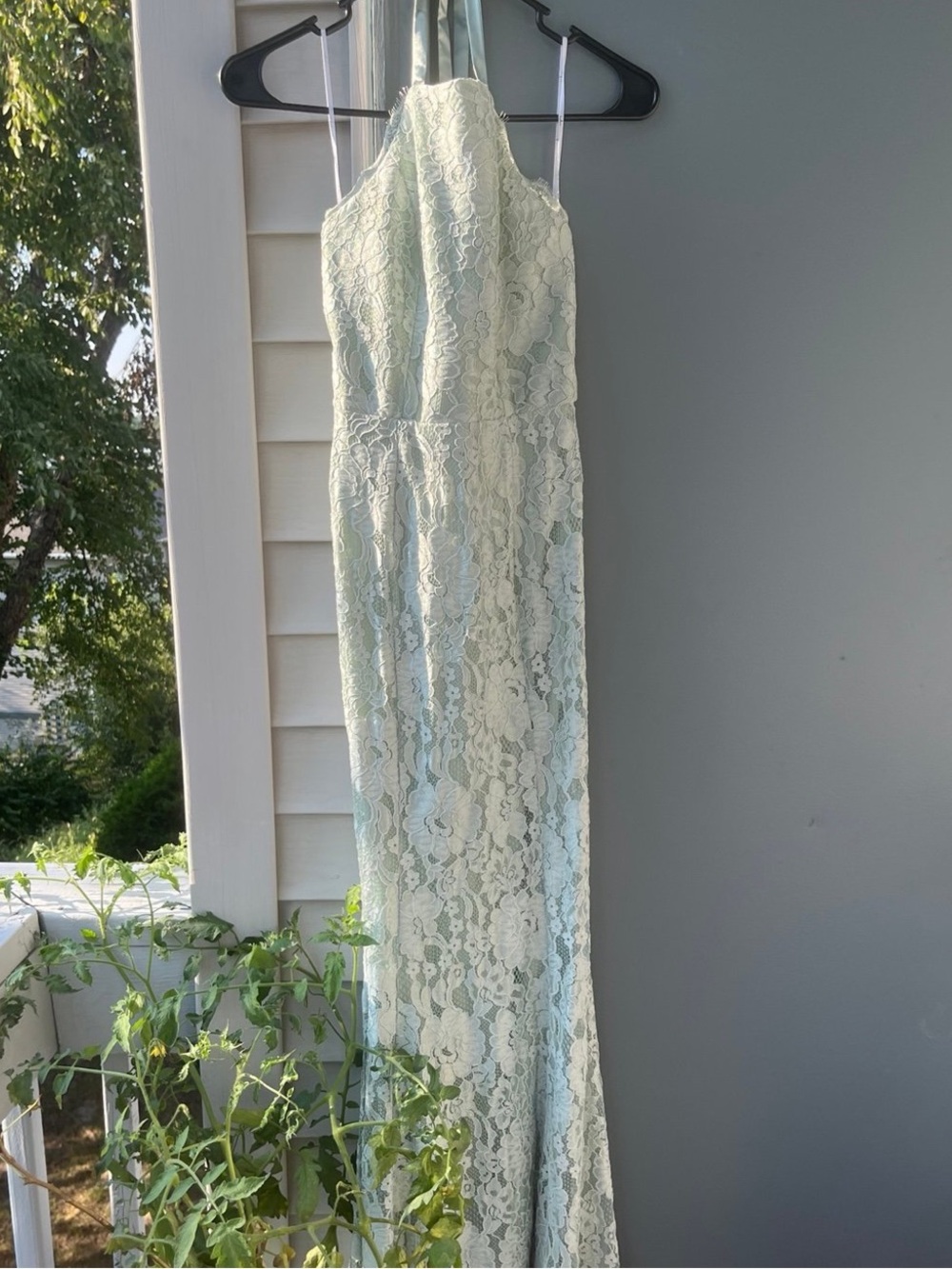 Lulu's Pale Mint Lace Halter Maxi Dress